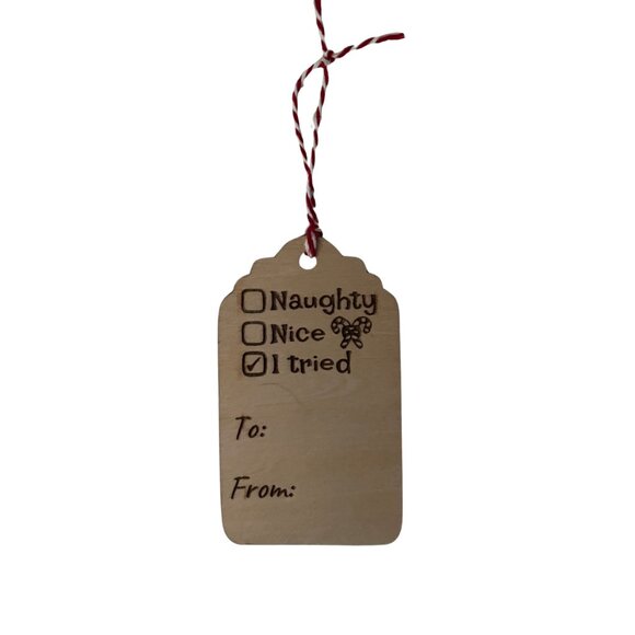 COPY - Christmas Gift Tags Ornaments Holiday Gift Tags Wood Gift Tags set of 6 - Picture 2 of 7